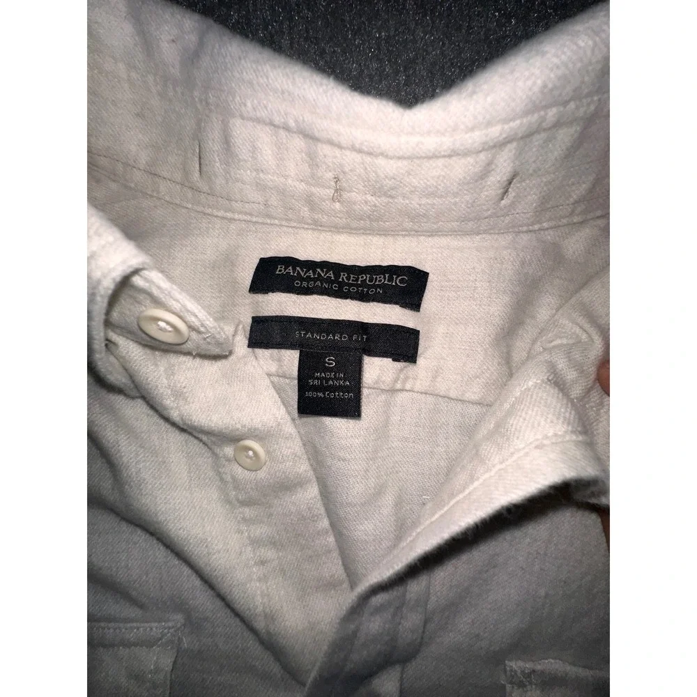 Banana Republic Mens Untucked Fit Flannel Shirt Beige Oatmeal Button Down Small